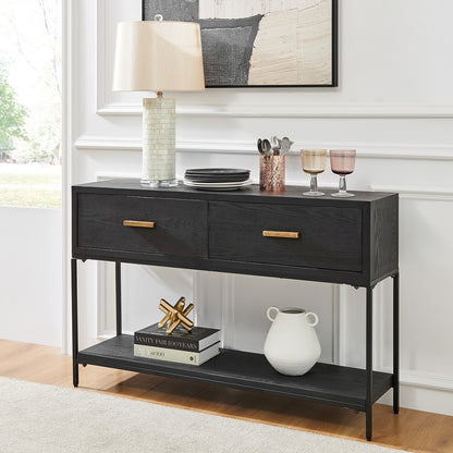 Brixton Black 2 Drawer Console Table