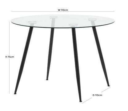 Mack 110cm Clear Glass Round Dining Table