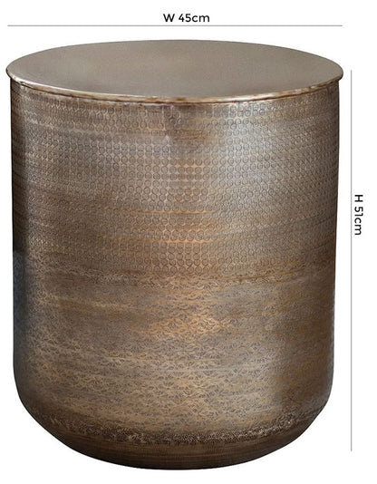 Ashta Brass Drum Round Side Table