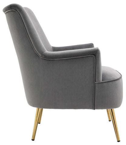 Jetson Athena Grey Velvet Fabric Accent Chair