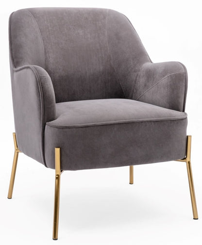 Mia Eris Steel Velvet Fabric Accent Chair