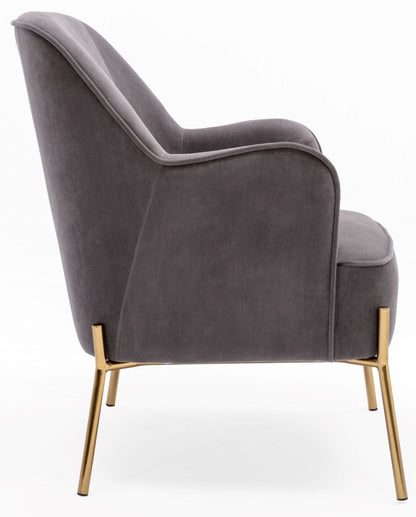 Mia Eris Steel Velvet Fabric Accent Chair