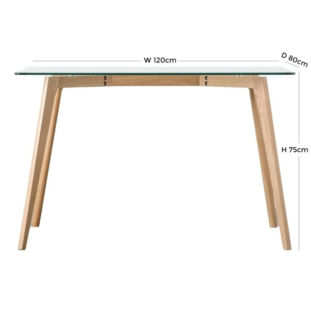 Blair 120cm Glass and Natural Oak Dining Table