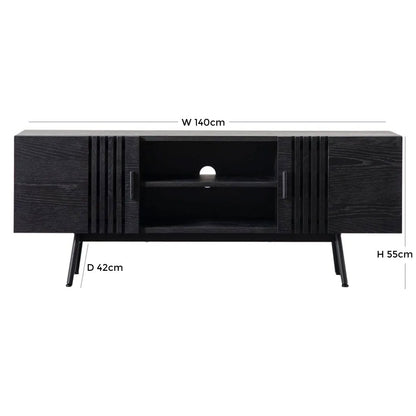 Holsen 140cm Black Oak Media TV Unit