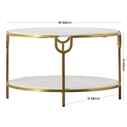 Weston White Marble and Gold Round Coffee Table