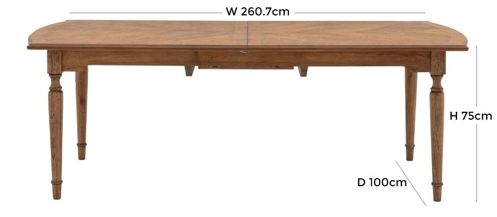 Highgrove Mindy Wood Extending Dining Table - 215cm-260cm