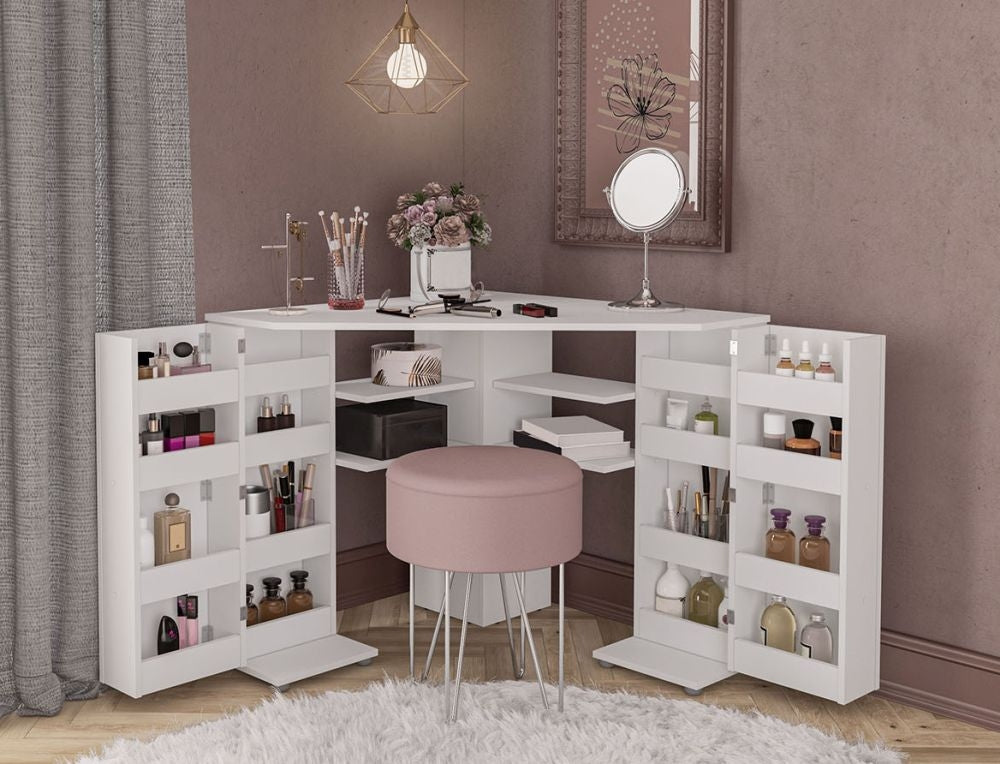 Olivia White Corner Dressing Table