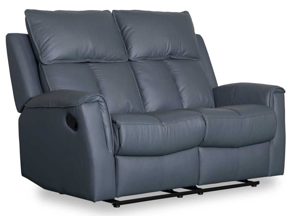 Bergamo Leather Recliner 2 Seater Sofa- Comes in Dark Grey and Blue Grey