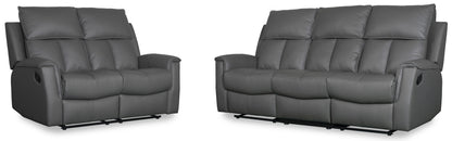 Bergamo Leather Recliner 2 Seater Sofa- Comes in Dark Grey and Blue Grey