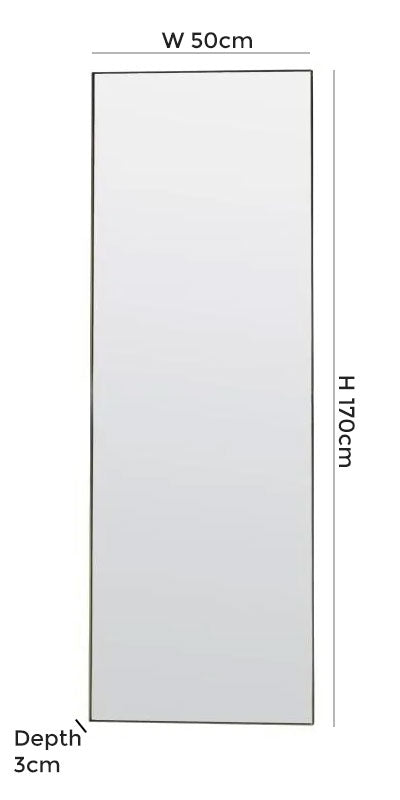 Hurston Champagne Leaner Rectangular Mirror - 50cm x 170cm