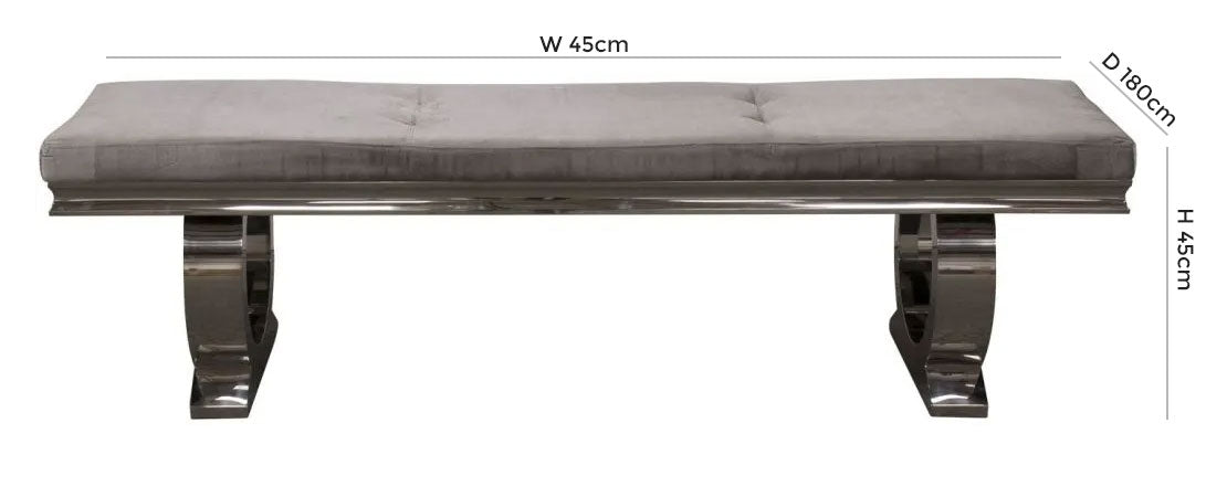 Vida Living Arianna Pewter Velvet Dining Bench