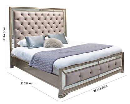 Vida Living Jessica Champagne Mirrored Velvet Bed