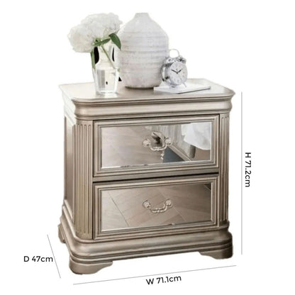 Vida Living Jessica Champagne Mirrored Bedside Cabinet