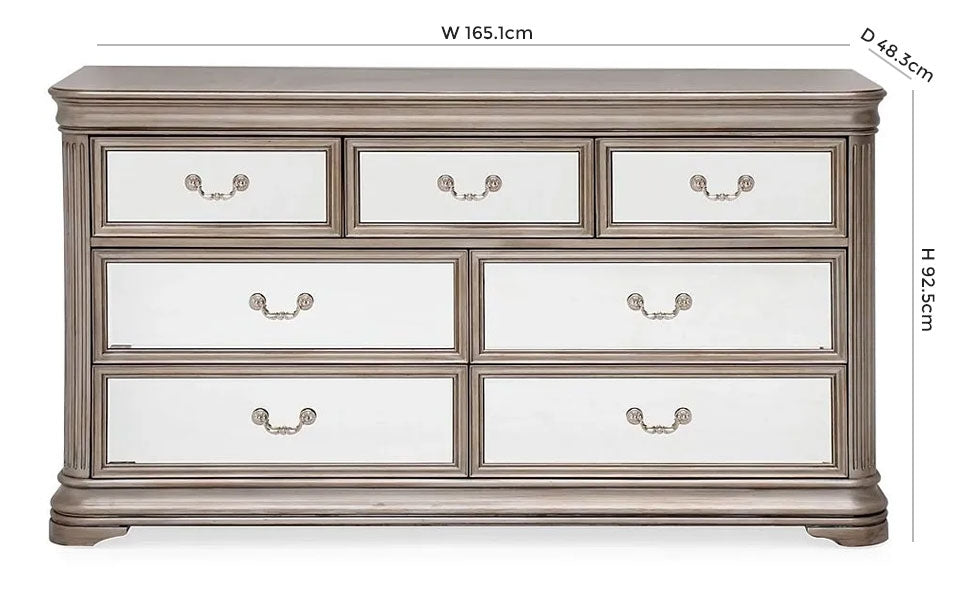 Vida Living Jessica Champagne Mirrored 3+4 Drawer Dressing Chest