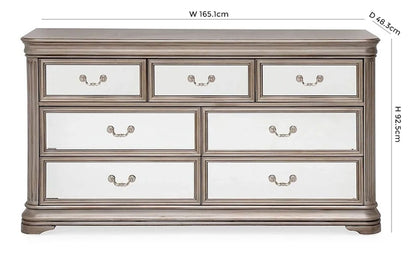 Vida Living Jessica Champagne Mirrored 3+4 Drawer Dressing Chest