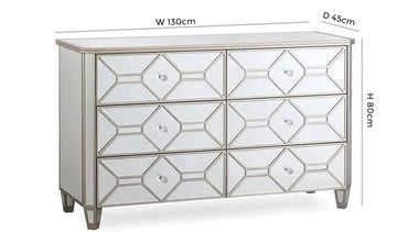 Vida Living Rosa Geometric Mirrored 6 Drawer Dressing Chest