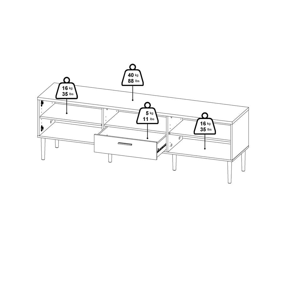 2 Door 1 Drawer Media TV Unit