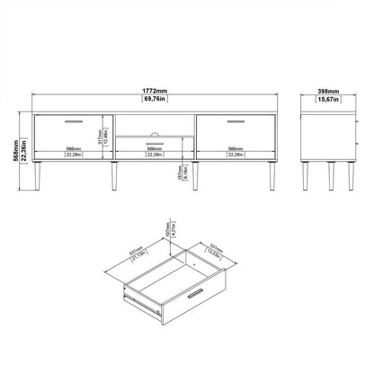 2 Door 1 Drawer Media TV Unit