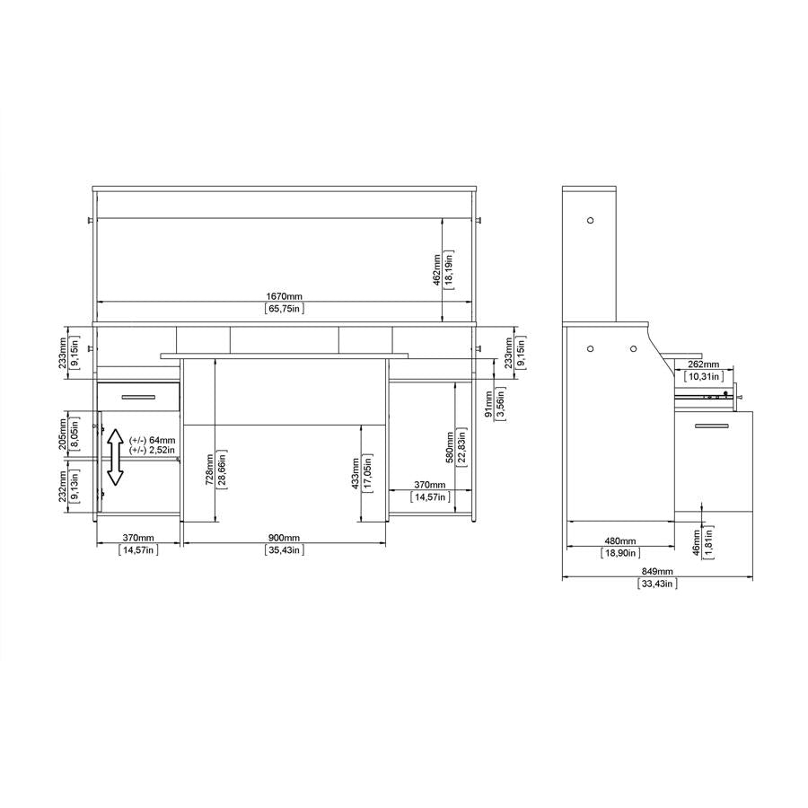 Function Plus 1 Door 1 Drawer Gaming Desk