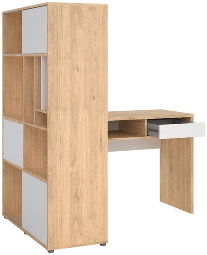 Function Jackson Hickory and White Plus Corner Desk with Bookcase