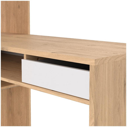 Function Jackson Hickory and White Plus Corner Desk with Bookcase