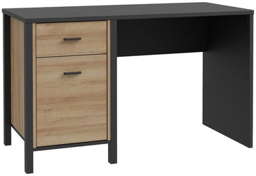 High Rock Matt Black and Riviera Oak 1 Door 1 Drawer Desk