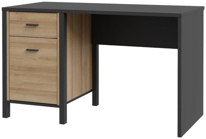 High Rock Matt Black and Riviera Oak 1 Door 1 Drawer Desk