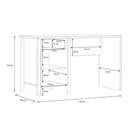 High Rock Matt Black and Riviera Oak 1 Door 1 Drawer Desk