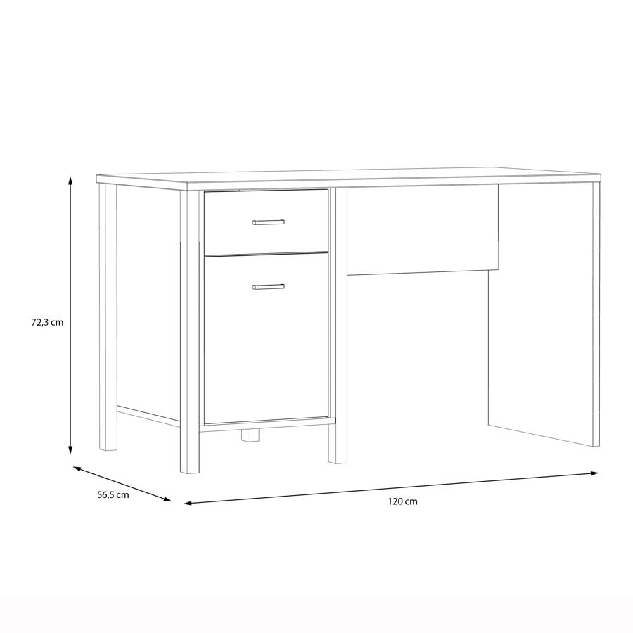 High Rock Matt Black and Riviera Oak 1 Door 1 Drawer Desk