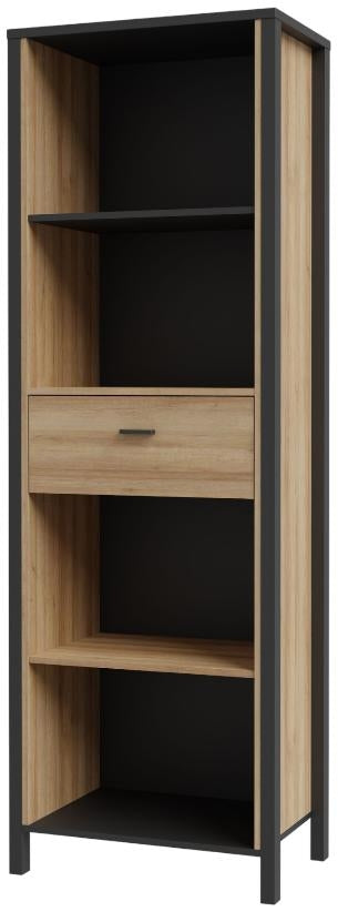 High Rock Matt Black and Riviera Oak 1 Drawer Shelf Unit