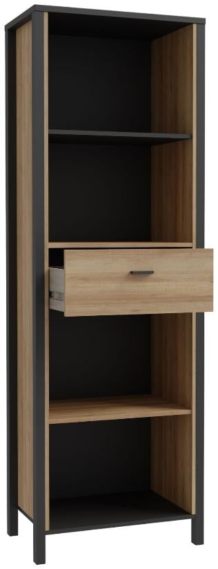 High Rock Matt Black and Riviera Oak 1 Drawer Shelf Unit