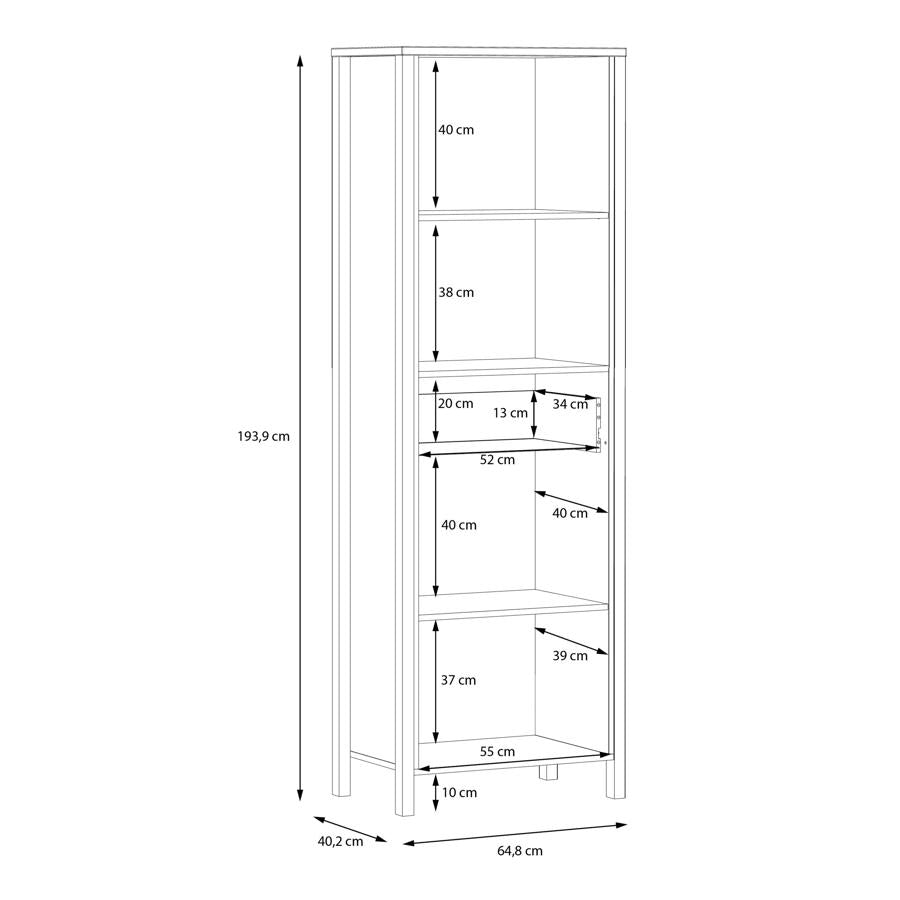 High Rock Matt Black and Riviera Oak 1 Drawer Shelf Unit