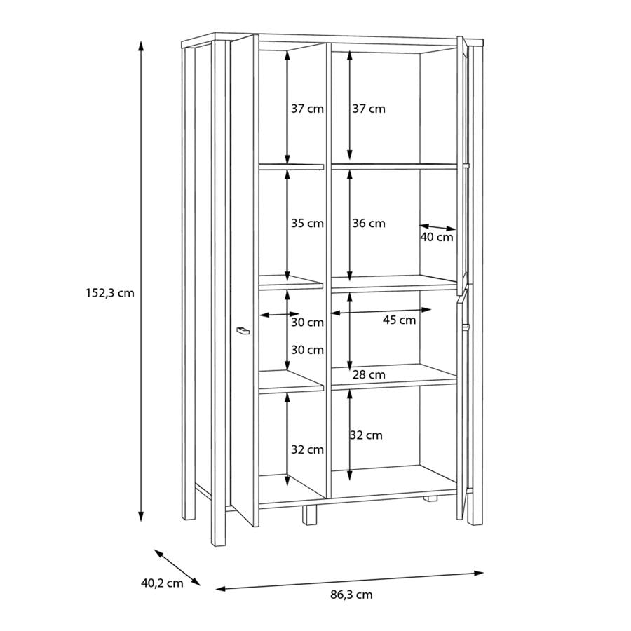 High Rock Matt Black and Riviera Oak 2 Door Small Display Cabinet