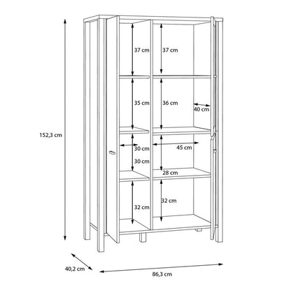 High Rock Matt Black and Riviera Oak 2 Door Small Display Cabinet