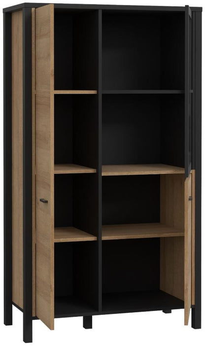 High Rock Matt Black and Riviera Oak 2 Door Small Display Cabinet