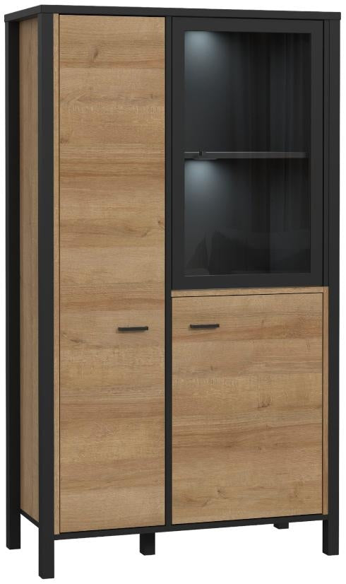 High Rock Matt Black and Riviera Oak 2 Door Small Display Cabinet