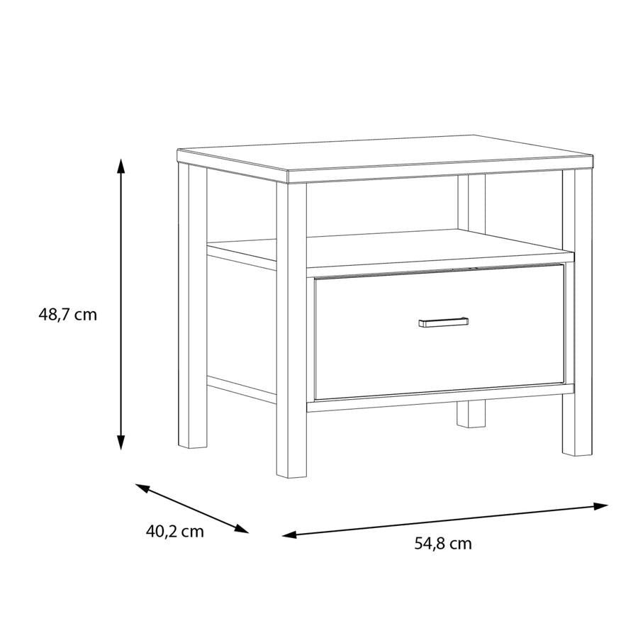 High Rock Matt Black and Riviera Oak Bedside