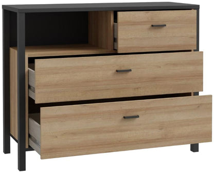 High Rock Matt Black and Riviera Oak 3 Drawer Chest