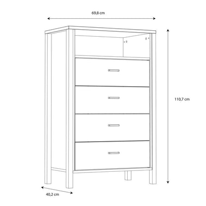 High Rock Matt Black and Riviera Oak 4 Drawer Chest