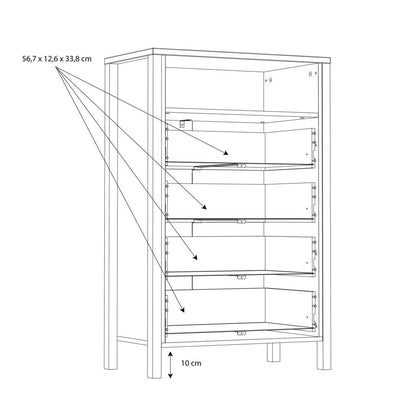 High Rock Matt Black and Riviera Oak 4 Drawer Chest