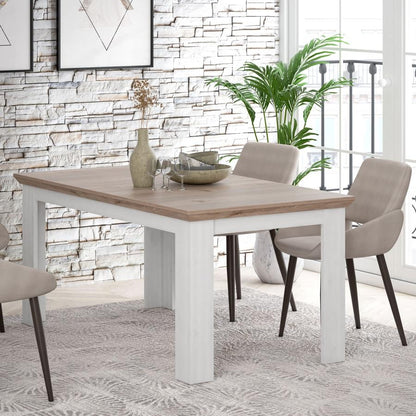 Illopa Oak Nelson and Snowy Oak 6 Seater Extending Dining Table