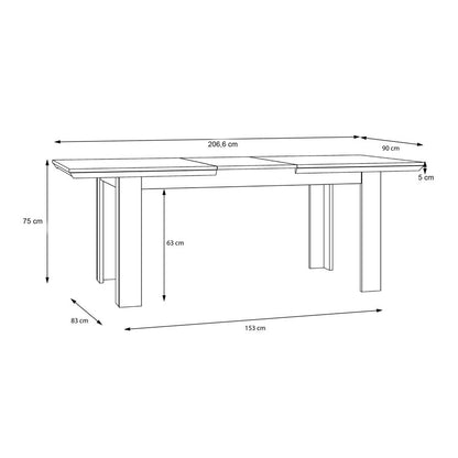 Illopa Oak Nelson and Snowy Oak 6 Seater Extending Dining Table