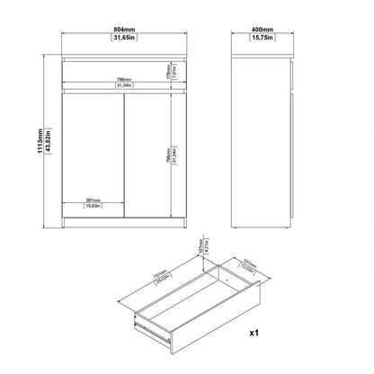 Naia 2 Door 1 Drawer Shoe Cabinet