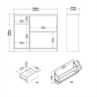 Naia 2 Flip Down Door 1 Door and 1 Drawer Shoe Cabinet