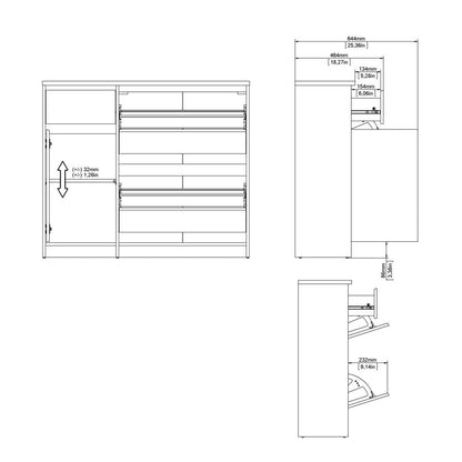 Naia 2 Flip Down Door 1 Door and 1 Drawer Shoe Cabinet