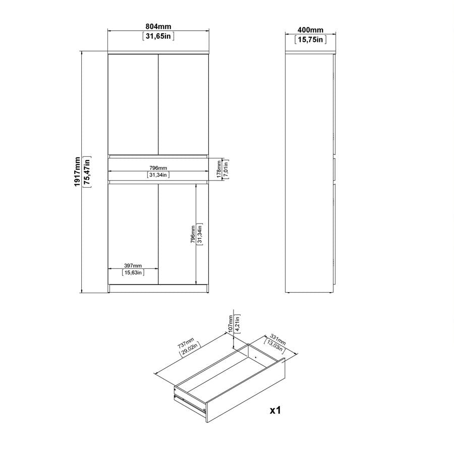 Naia 4 Door 1 Drawer Shoe Cabinet