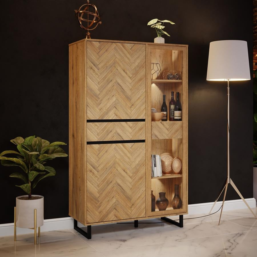 Nikomedes Spica Oak Matt Black and Bartex Oak Display Cabinet