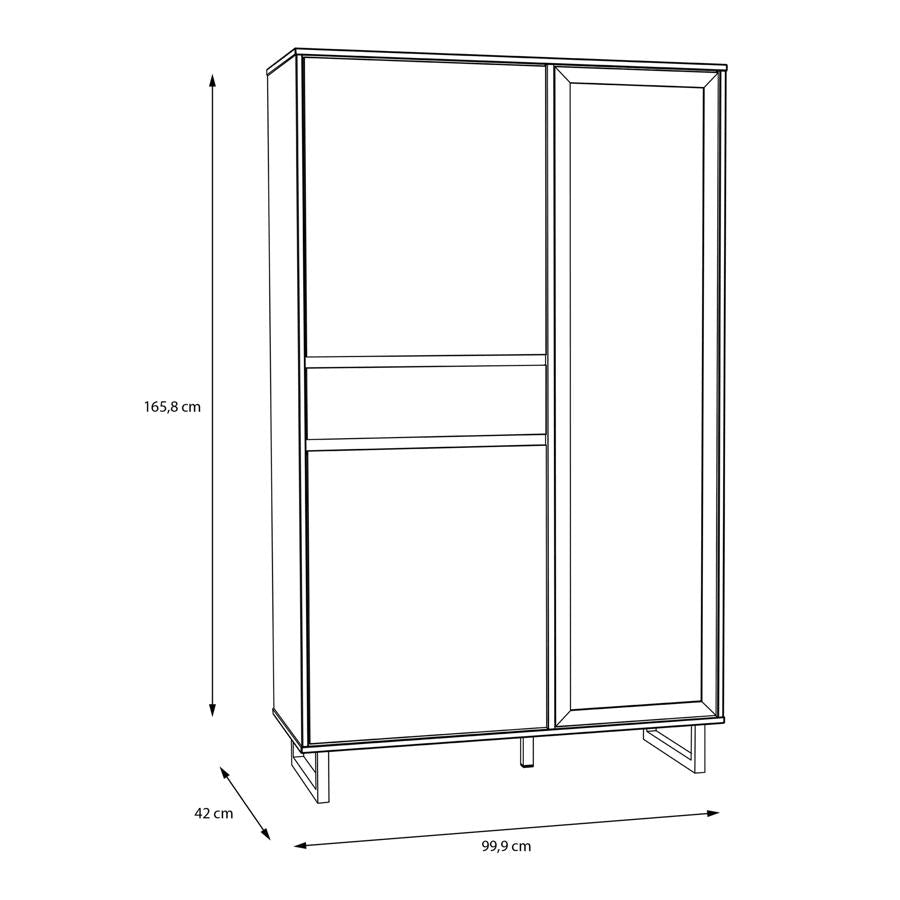 Nikomedes Spica Oak Matt Black and Bartex Oak Display Cabinet