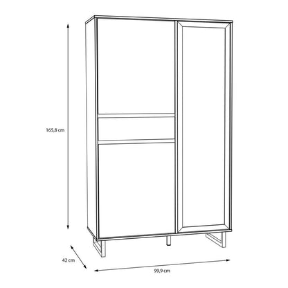 Nikomedes Spica Oak Matt Black and Bartex Oak Display Cabinet