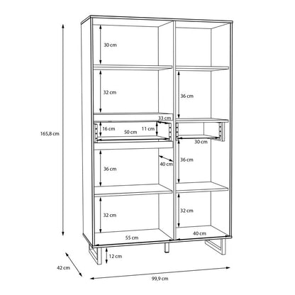 Nikomedes Spica Oak Matt Black and Bartex Oak Display Cabinet